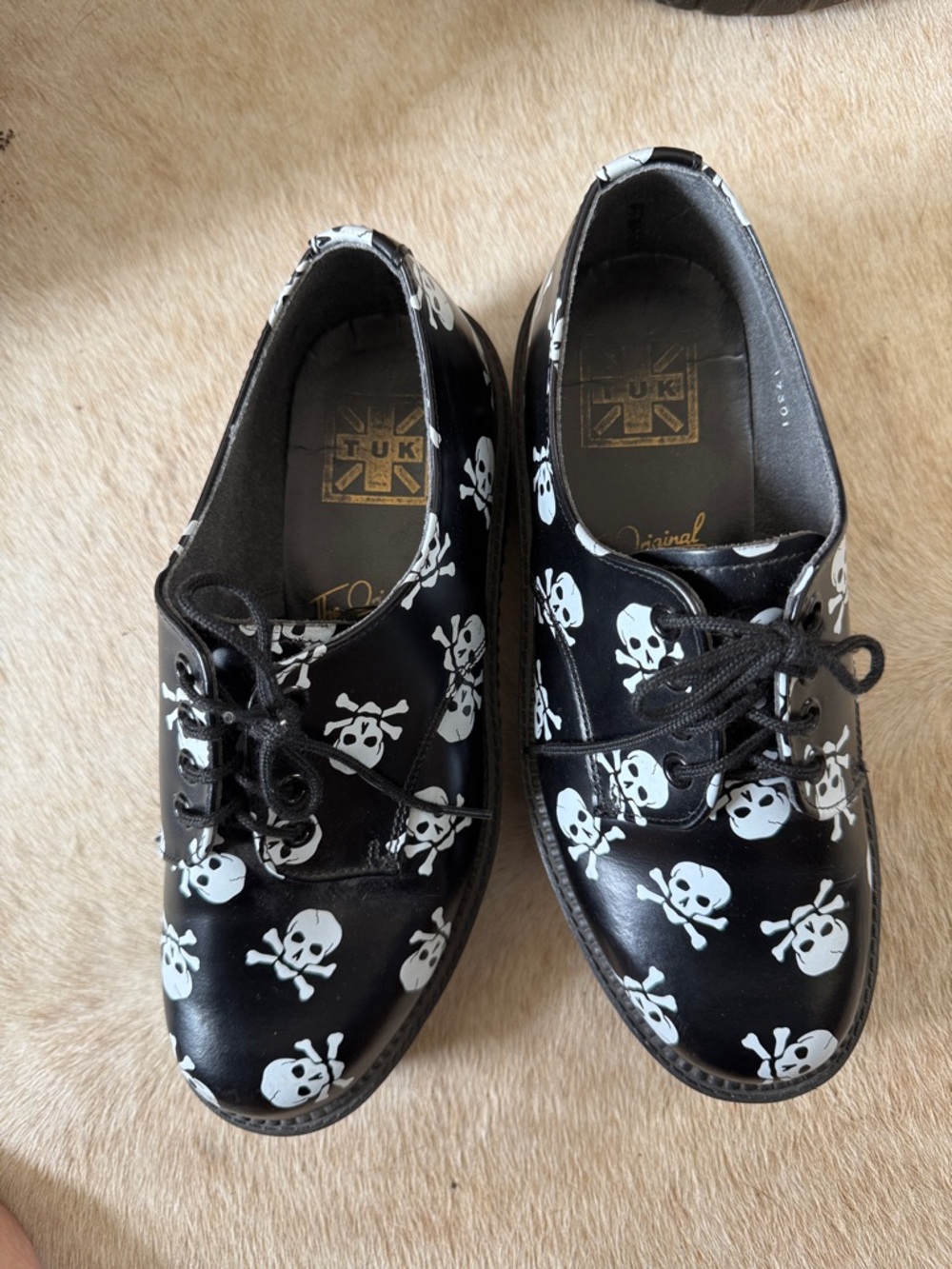 T.U.K. Skull Creepers Platform Shoes Goth Punk Y2K Oxford size 7 - Picture 3 of 8